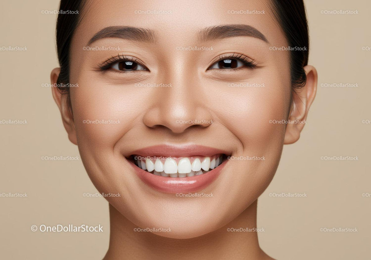 Close up of smiling young woman with clear skin