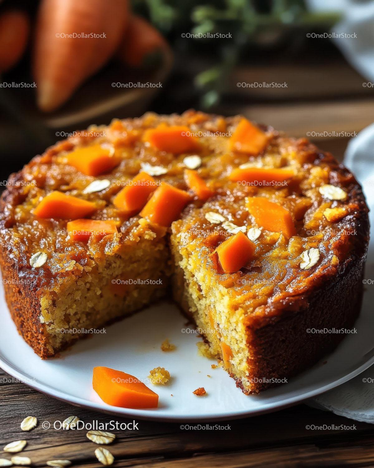 Chocolate Cake with Caramel Glaze and Orange Carrot Slices Stock Photo Bundle preview 6
