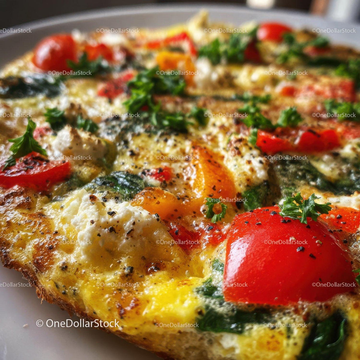 Colorful Vegetable Frittata with Bell Peppers and Herbs Stock Photo Bundle preview 9