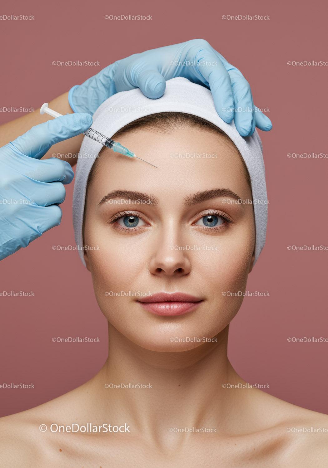 Woman Receiving Cosmetic Facial Injection for Skin Rejuvenation