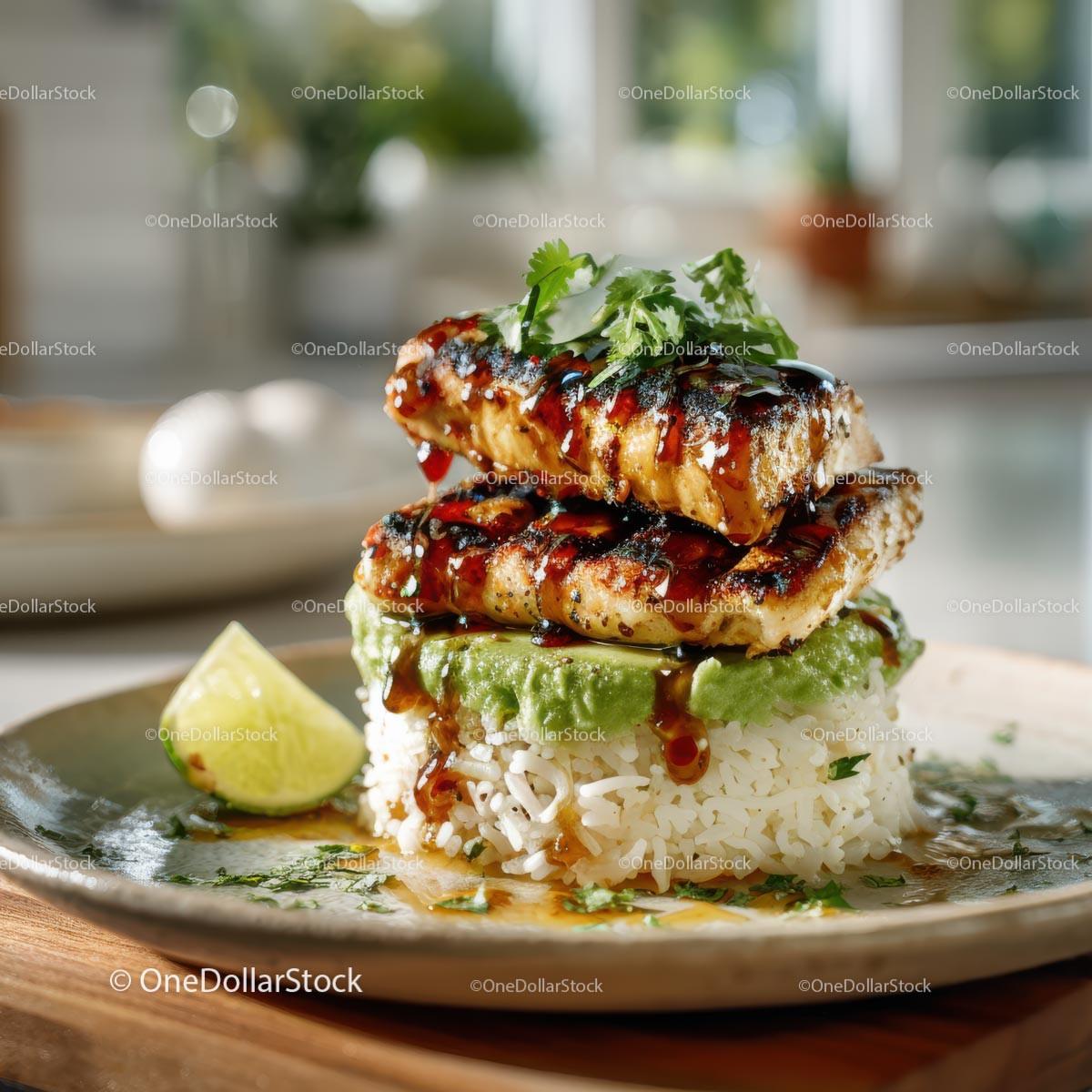 Grilled Chicken with Cilantro and Lime Served on Rice Stock Photo Bundle preview 29