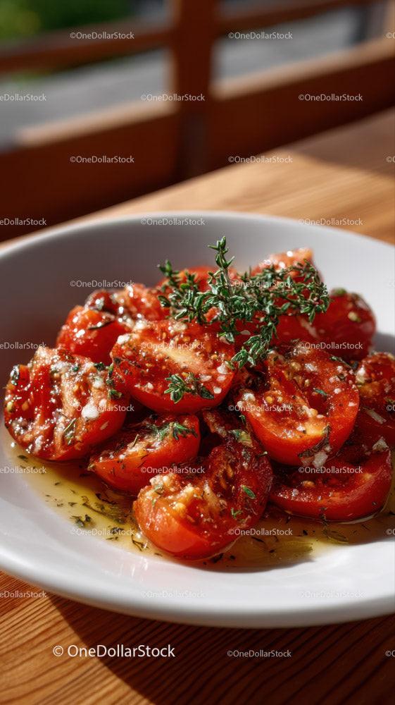 Delicious Cherry Tomato Toast with Fresh Herbs in Outdoor Setting Stock Photo Bundle preview 19