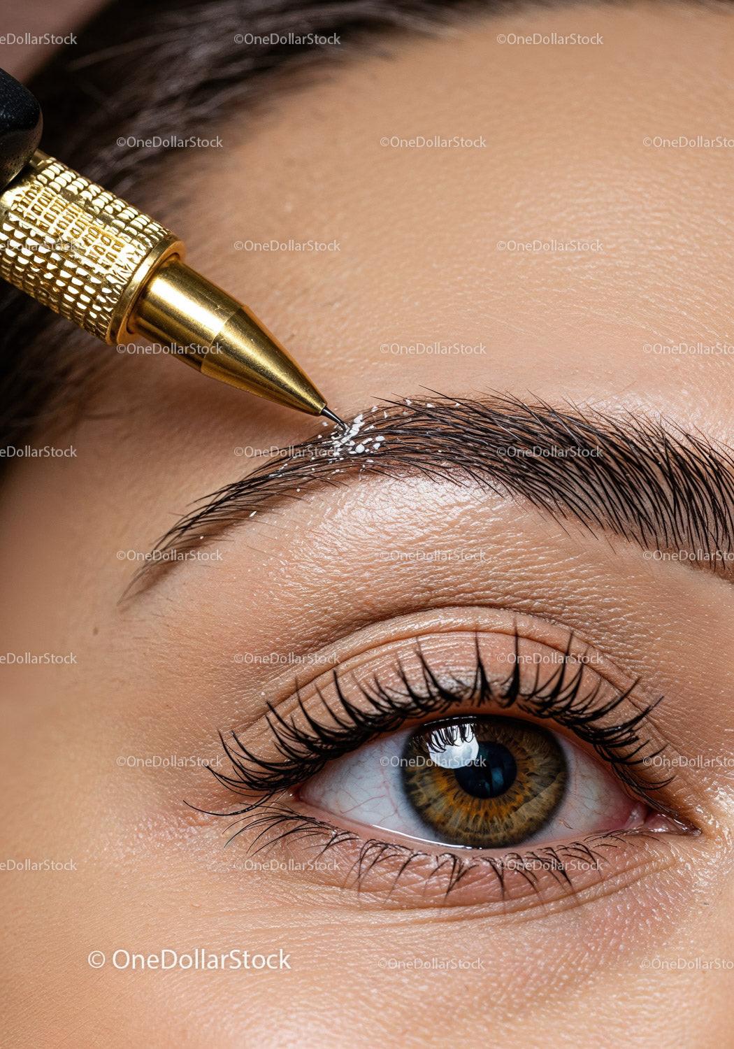 Close-Up of Eyebrow Grooming and Skin Care Process
