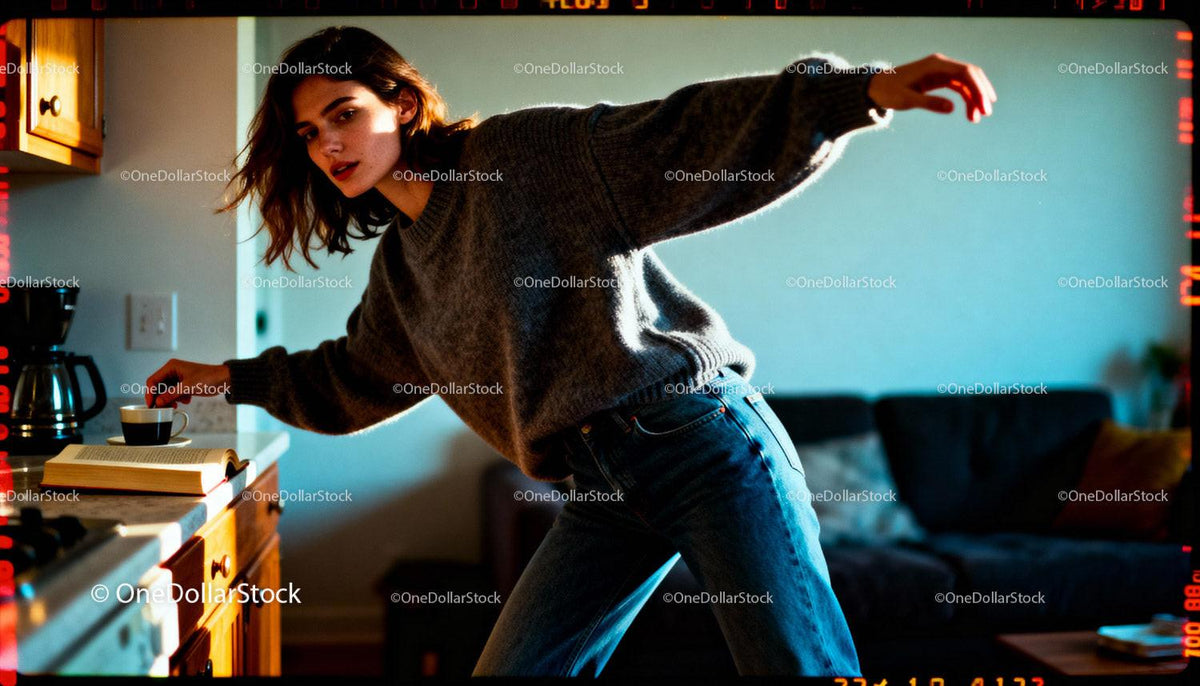 Young woman enjoying coffee break with casual ease