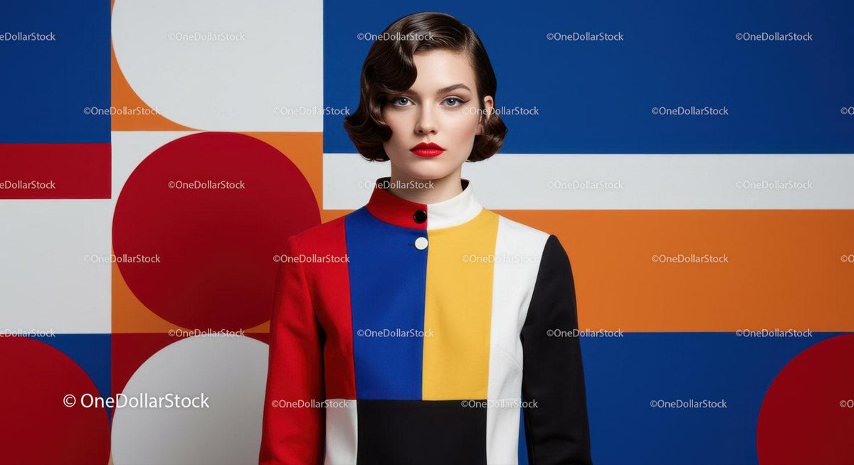Woman in Geometric Color Block Fashion Outfit