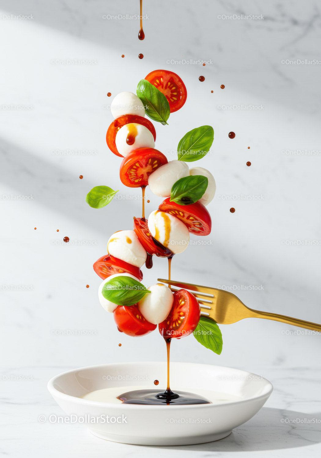 Fresh Caprese Salad Skewers with Balsamic Drizzle