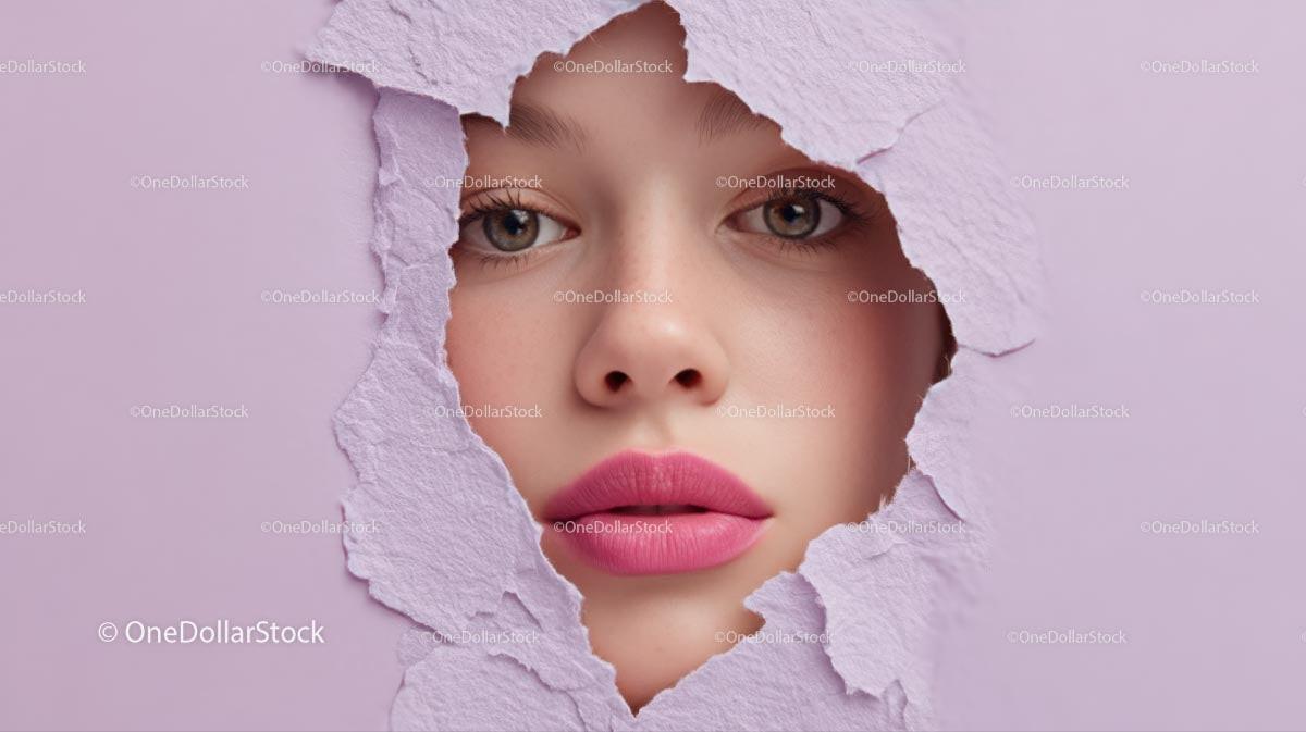 Captivating Female Portrait with Vibrant Pink Lipstick Stock Photo Bundle preview 7