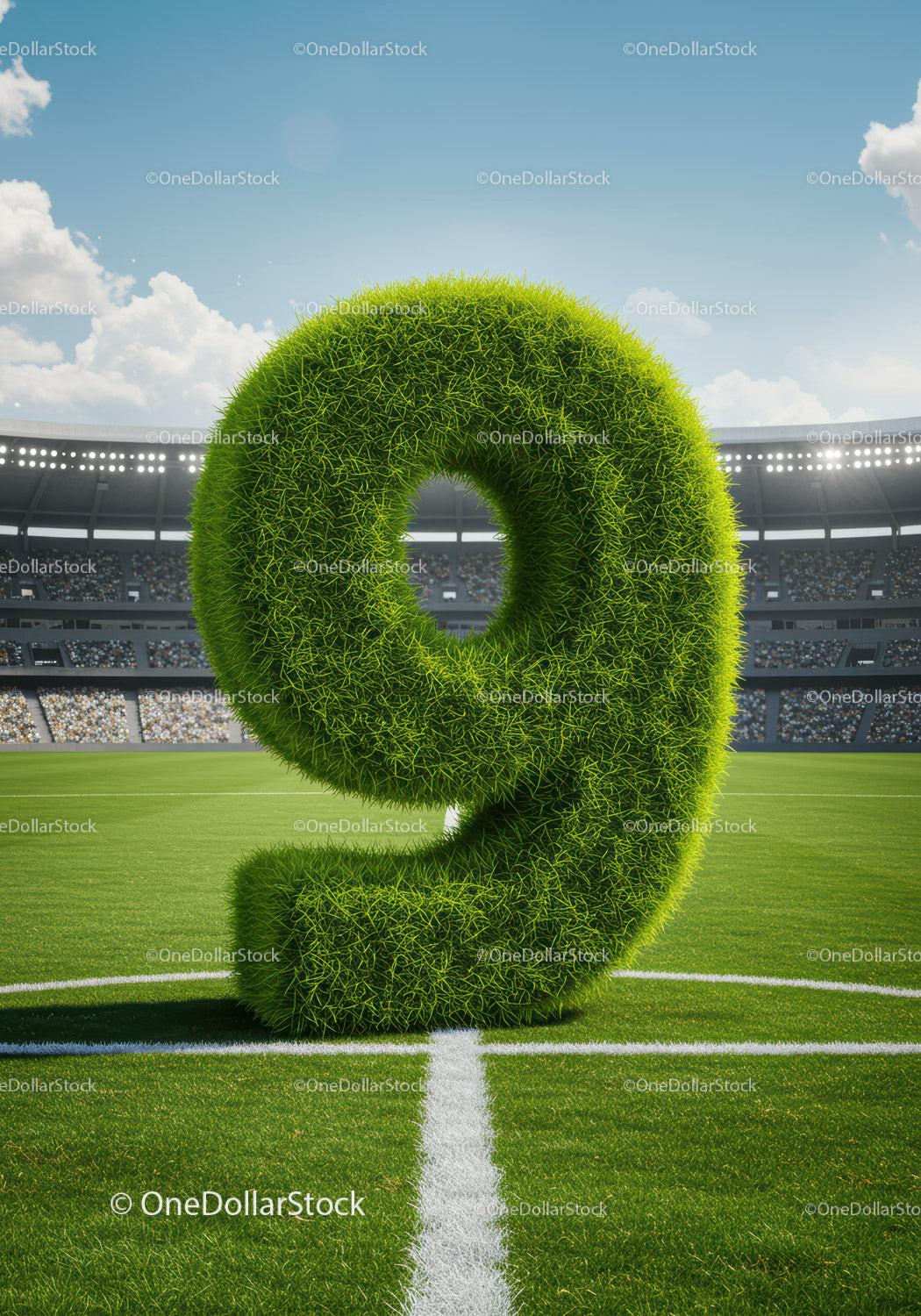 Large Grass Texture Number Nine on Soccer Field