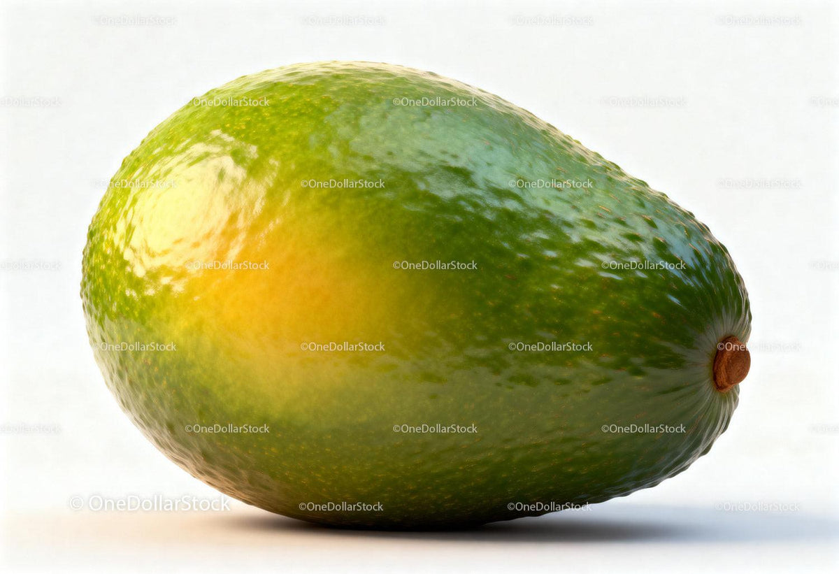 Ripe green avocado on bright white background