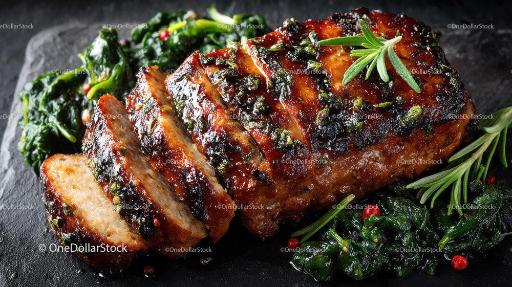 Grilled Beef Ribs with Fresh Green Herbs on Plate Stock Photo Bundle preview 43