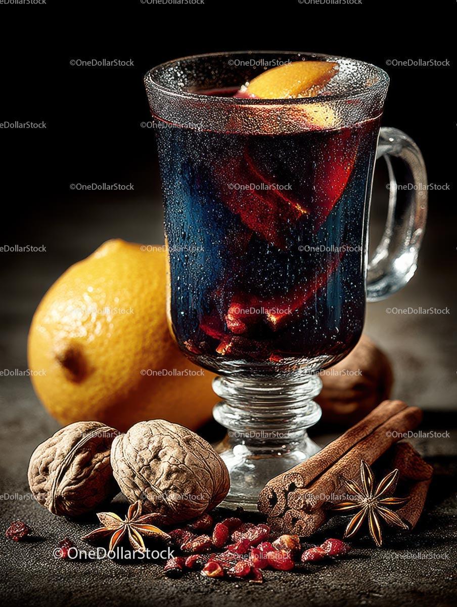 Cozy Mulled Wine with Spices and Citrus Garnish Stock Photo Bundle preview 11