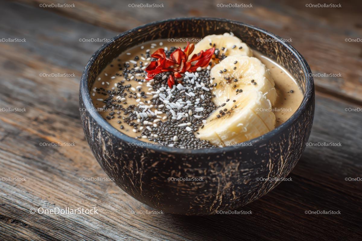 Delicious Acai Bowl with Fresh Fruits and Chia Seeds Stock Photo Bundle preview 10