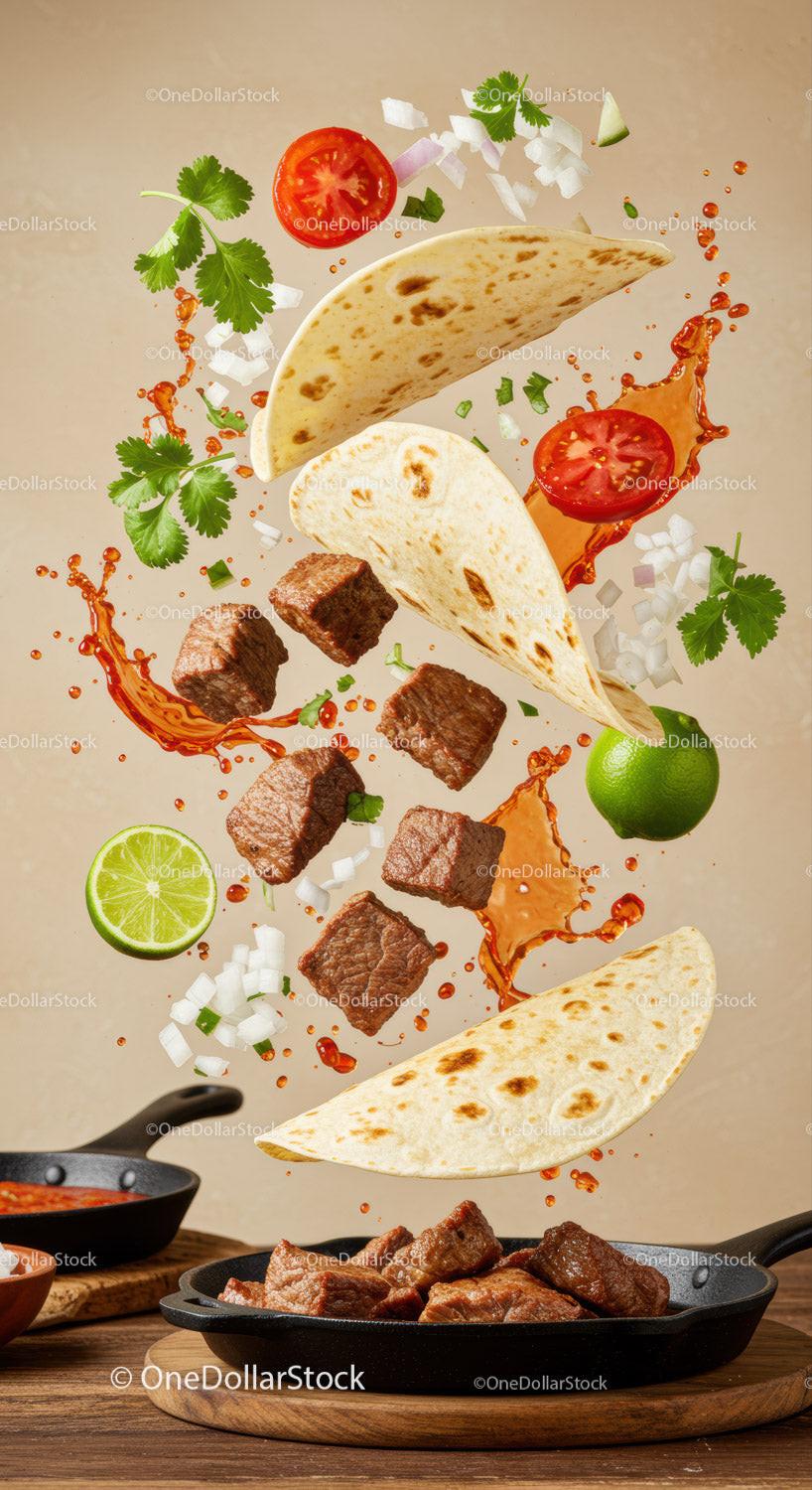 Juicy beef tacos with fresh toppings and spicy sauce