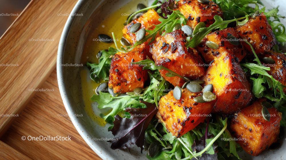 Fresh Roasted Sweet Potato and Mixed Greens Salad Stock Photo Bundle preview 7
