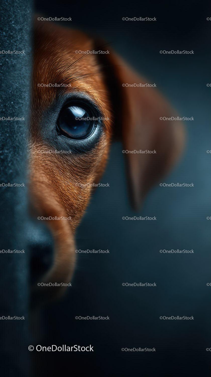 Close Up of Brown Dog Eye with Detailed Fur Texture