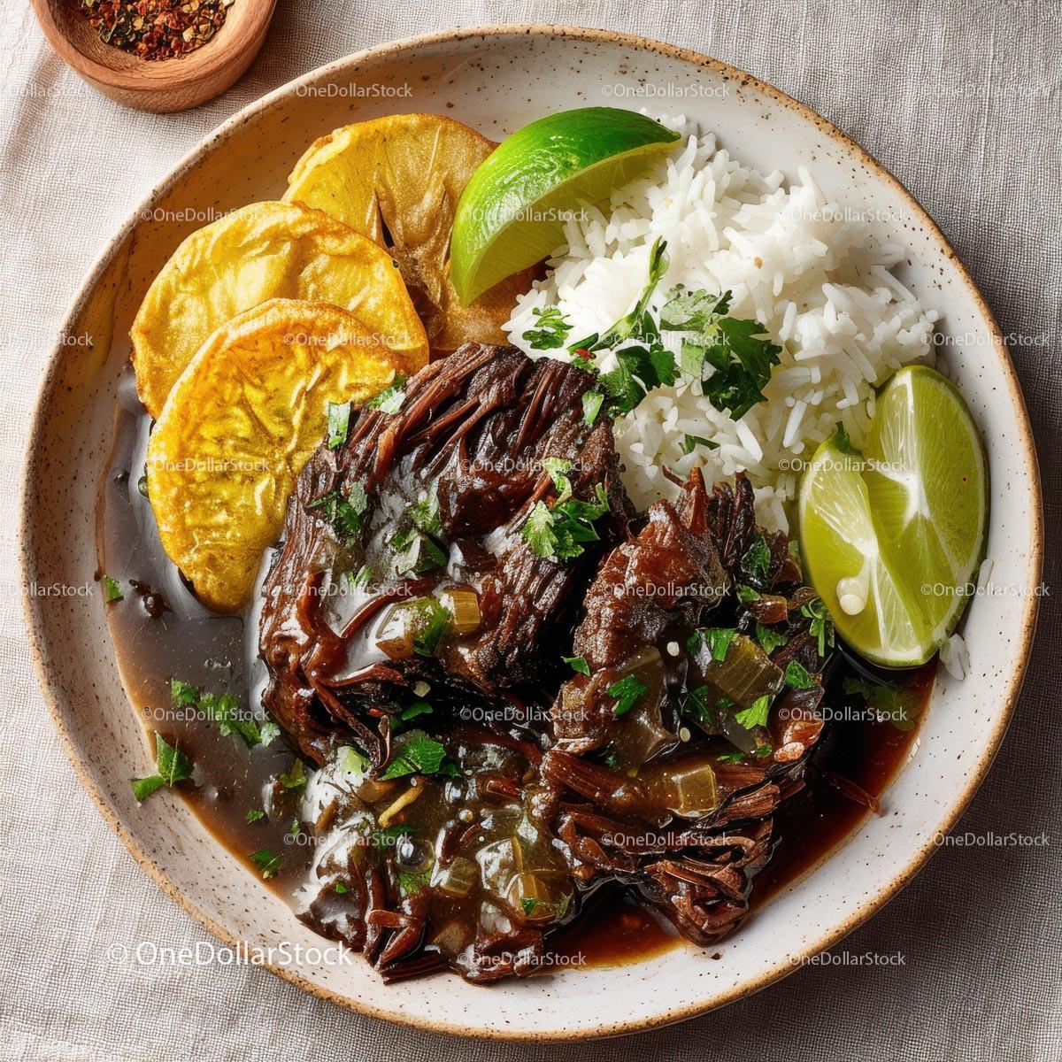 Savory Mexican Beef Stew with Rice and Plantains