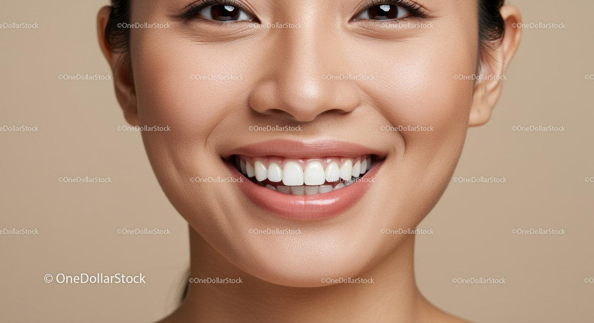 Close up of smiling woman with healthy white teeth