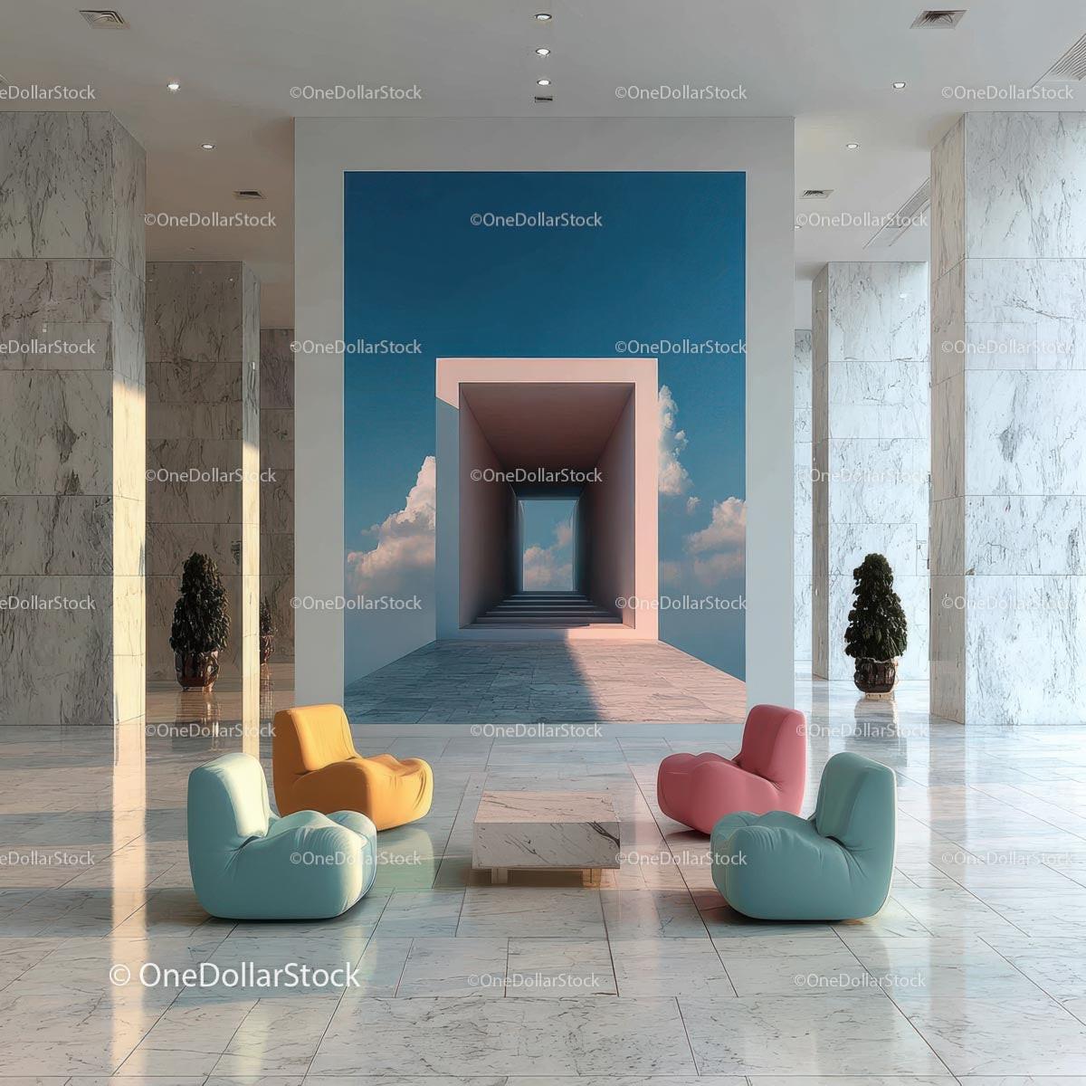 Stylish Modern Interior with Artistic Wall and Elegant Furnishings Stock Photo Bundle preview 39