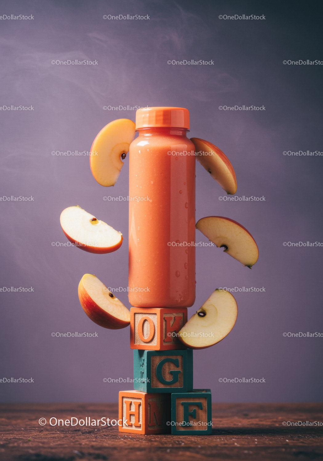 Fresh Apple Smoothie with Floating Apple Slices JPG Mockup Image preview