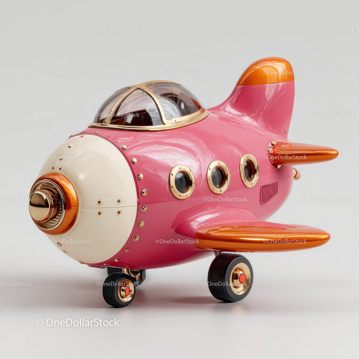 Futuristic Toy Robot with Large Eyes and Bunny Ears for Kids Stock Photo Bundle preview 11