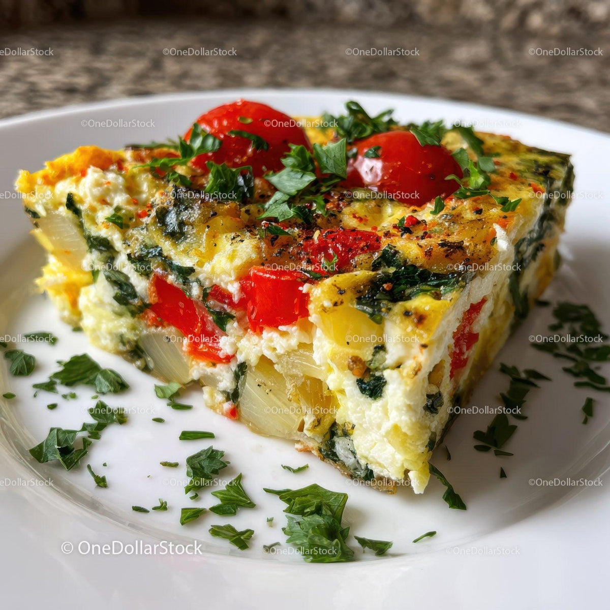 Colorful Vegetable Frittata with Bell Peppers and Herbs Stock Photo Bundle preview 20