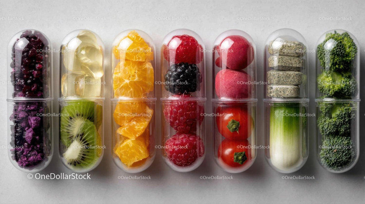 Variety of Fresh Fruit Capsules in Transparent Capsules