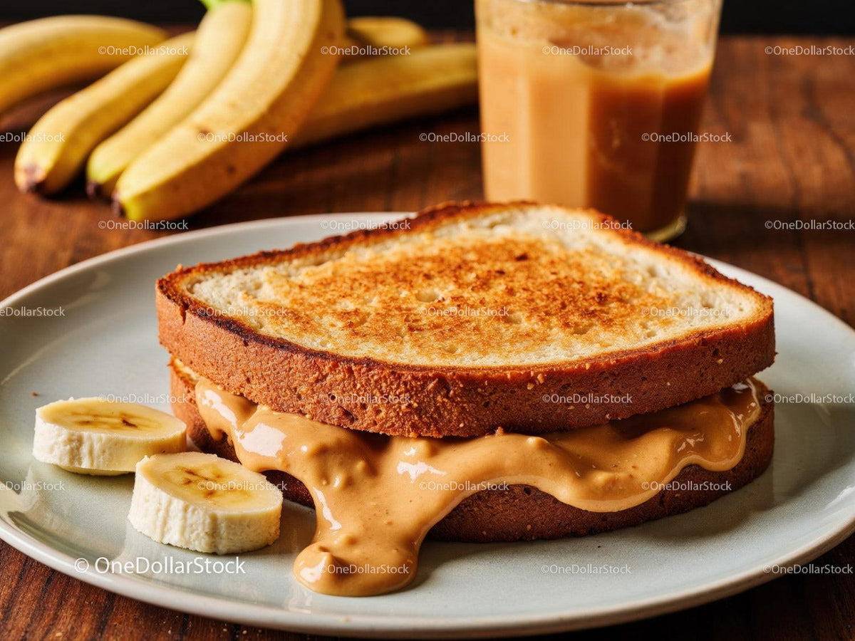 Peanut Butter and Banana Toast Open-Faced Sandwich Stock Photo Bundle preview 9