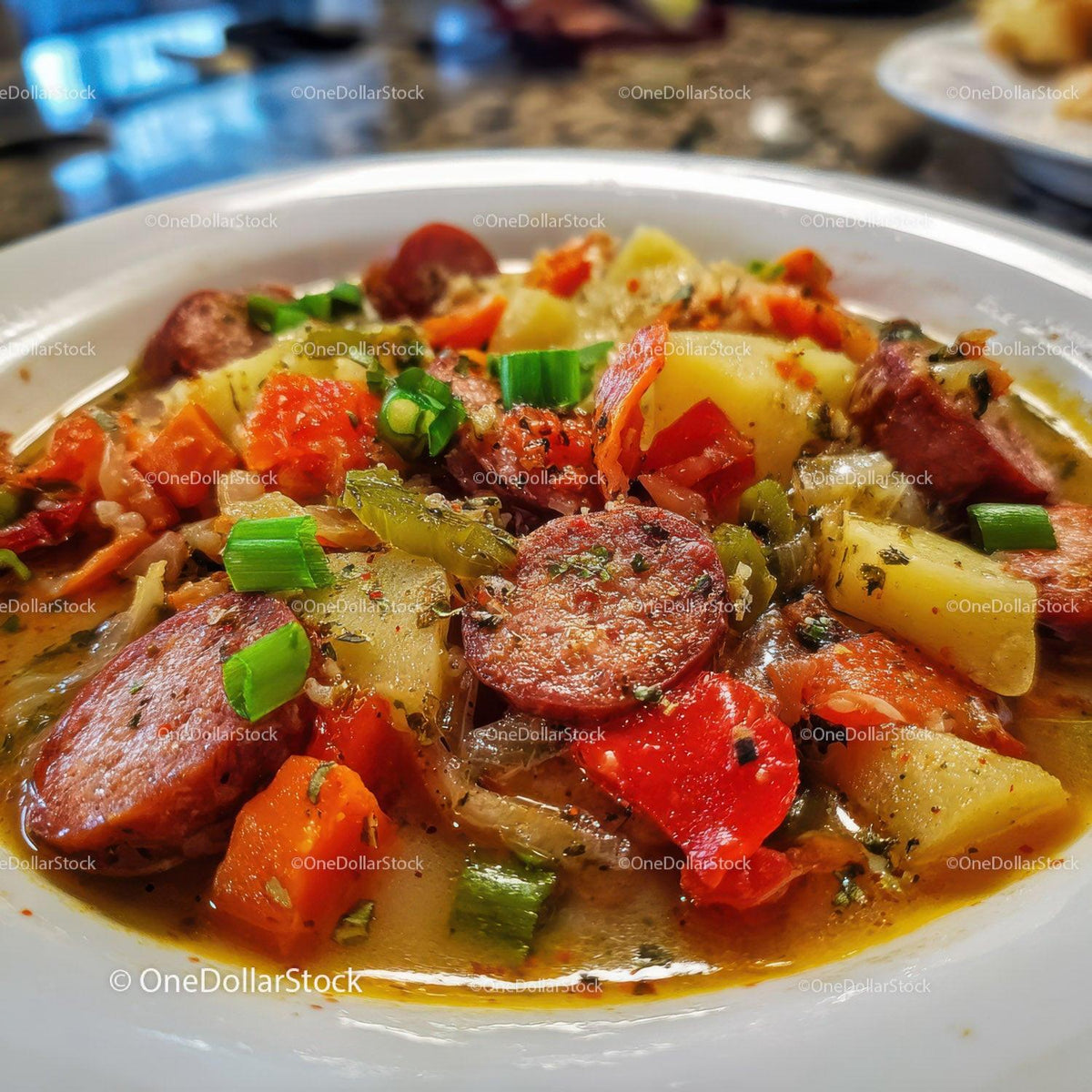 Hearty Sausage and Vegetable Soup with Potatoes and Carrots Stock Photo Bundle preview 11