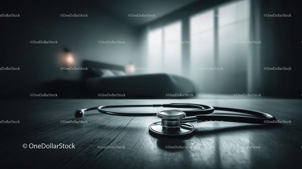 Close-up of Medical Stethoscope on Wooden Surface in Clinic