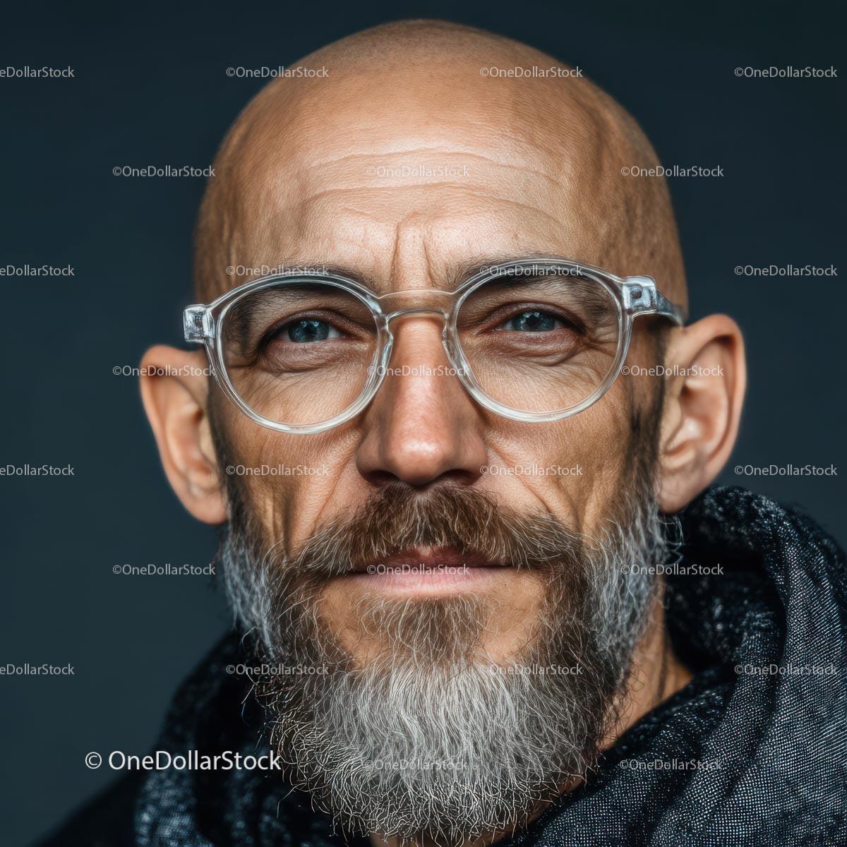 Mature Man with Glasses and a Thoughtful Expression in Portrait Stock Photo Bundle preview 20