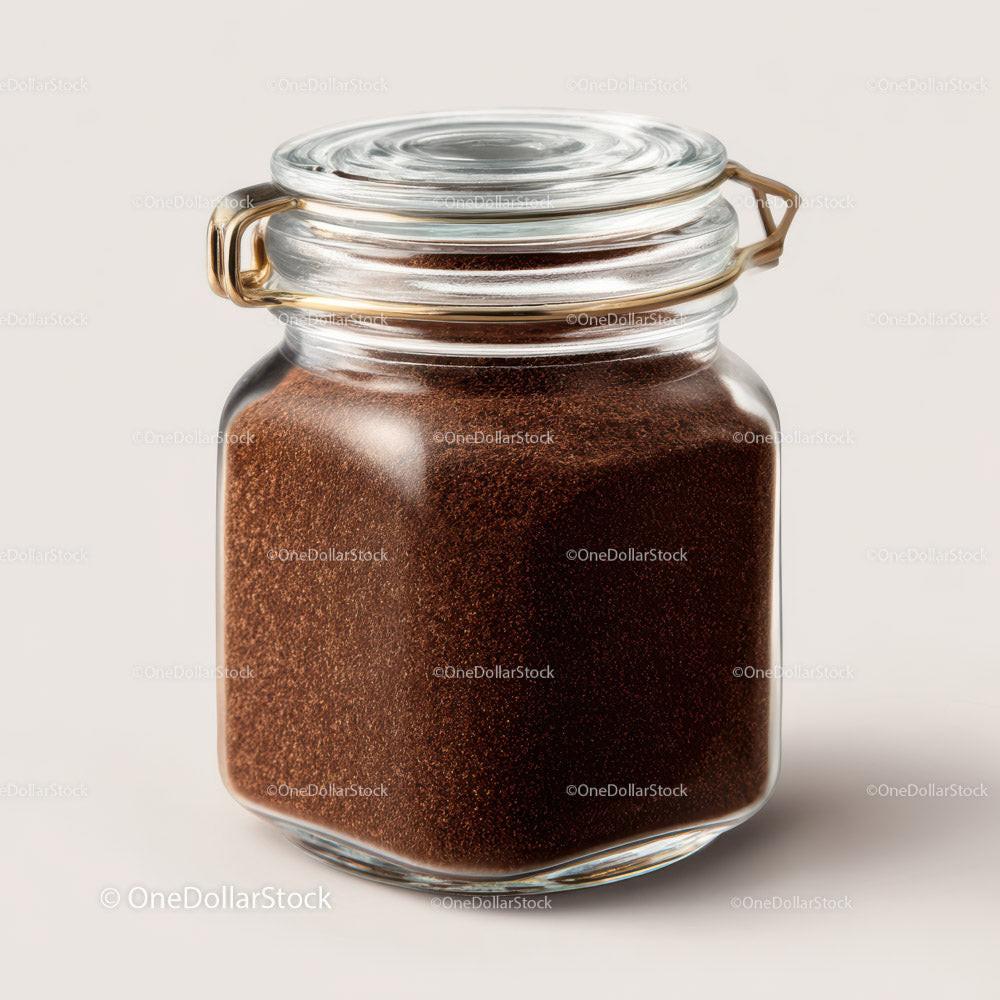 Glass Jar Filled with Fine Ground Coffee and Coffee Beans Stock Photo Bundle preview 9
