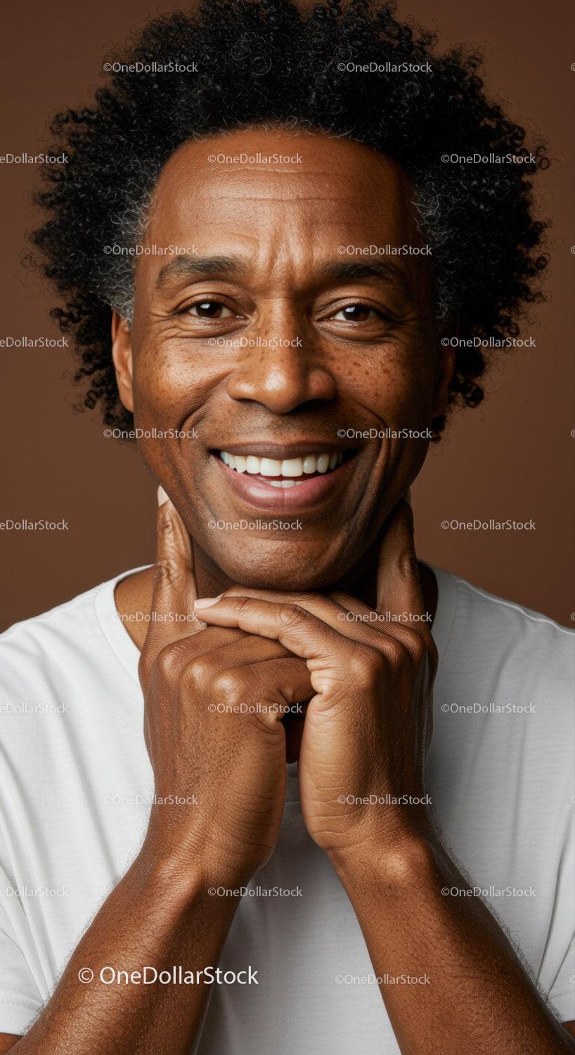 Close-up Portrait of Happy African American Man with Bright Smile
