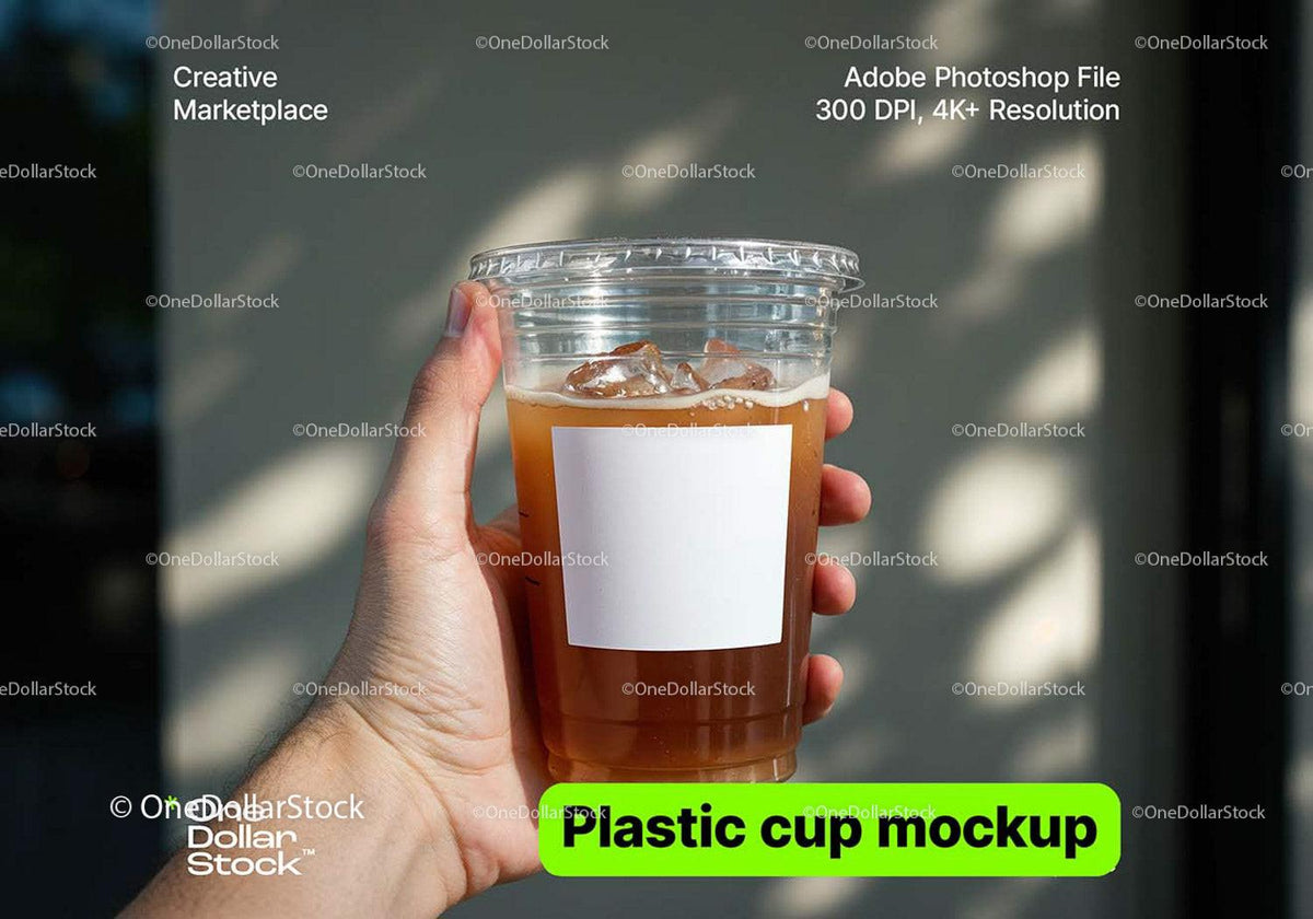editable PSD mockup for Labeled cup of ice tea