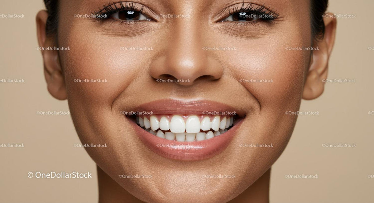 Close-up of cheerful woman with radiant smile