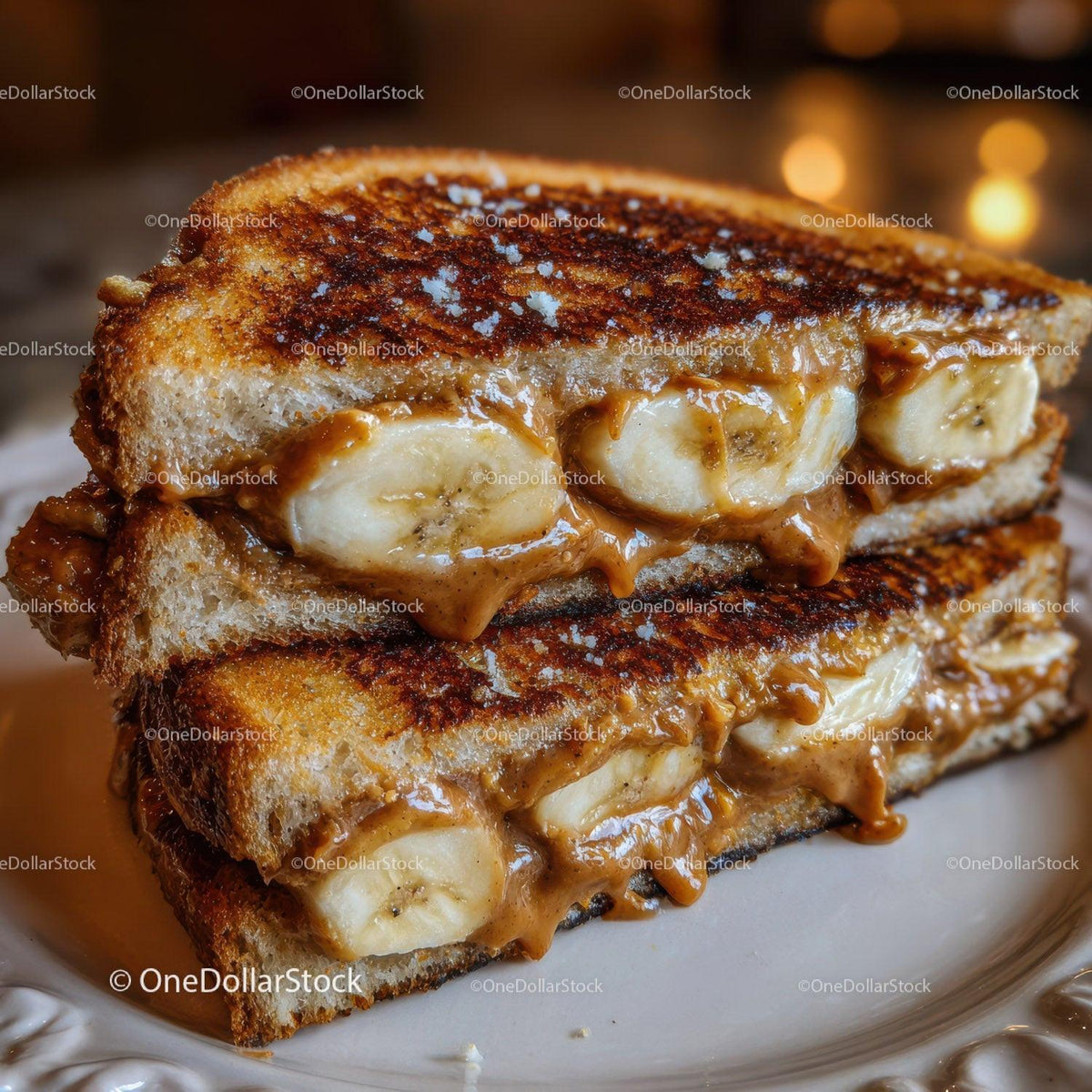 Banana Caramel Toast Sandwich for Delicious Breakfast or Snack Stock Photo Bundle creative preview 24