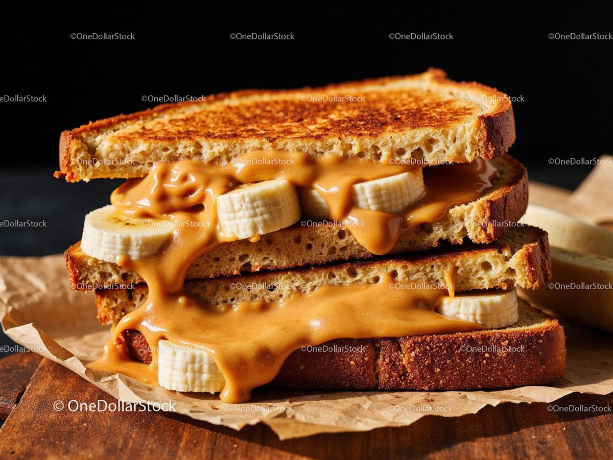 Peanut Butter and Banana Toast Open-Faced Sandwich Stock Photo Bundle preview 30