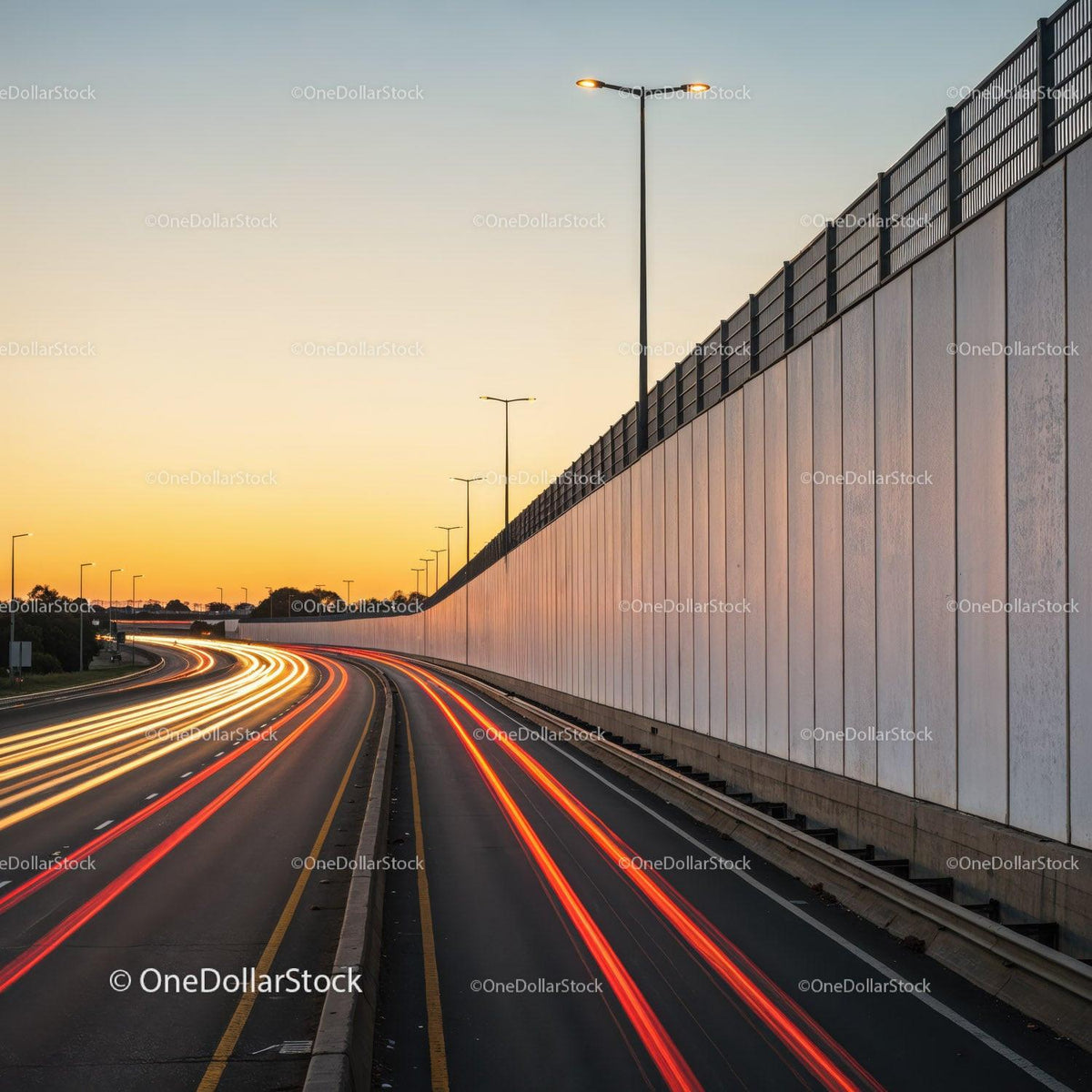 City Highway with Light Trails During Sunset in Long Exposure Shot JPG Mockup Image preview