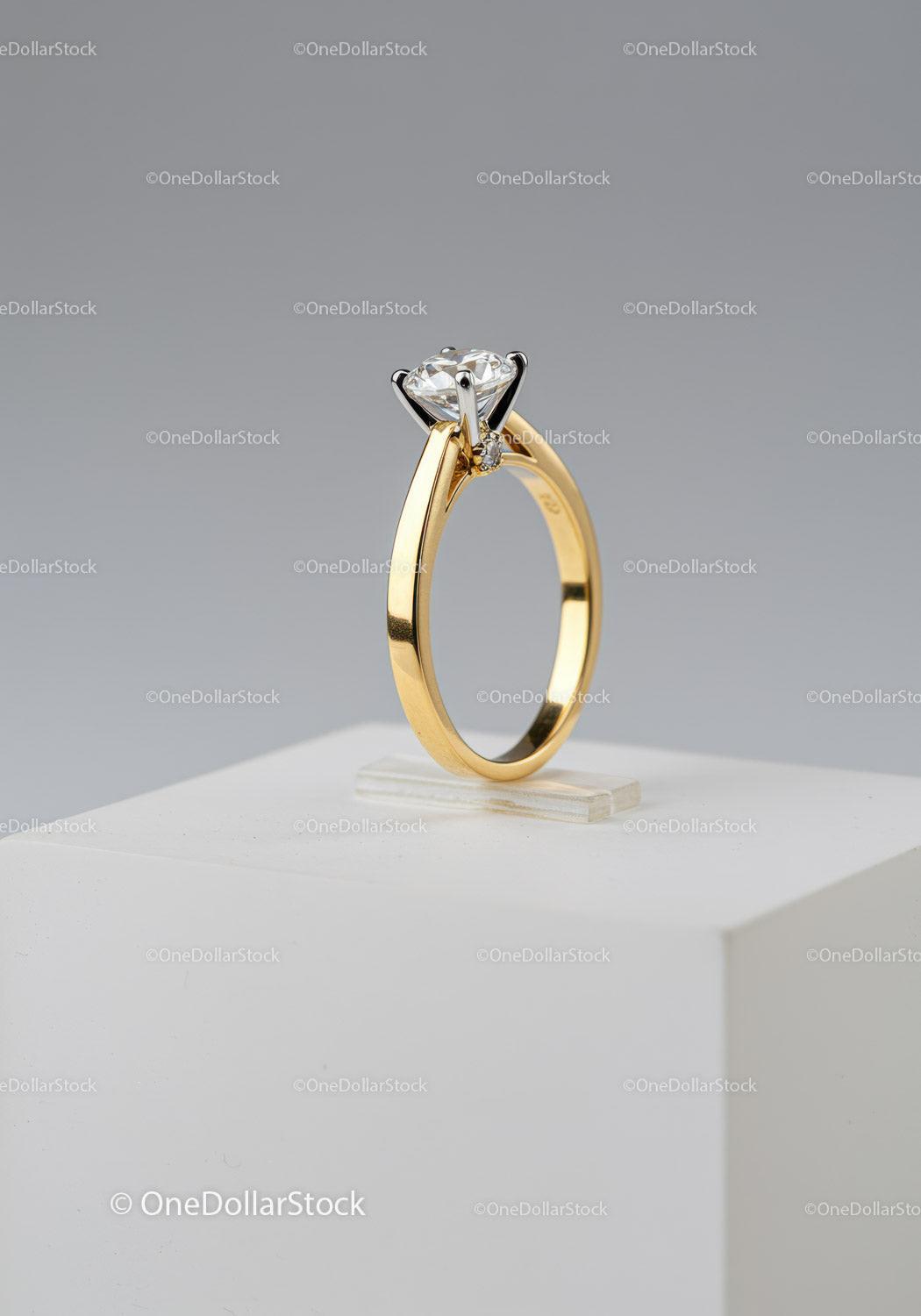 Elegant Gold Solitaire Engagement Ring with Diamond