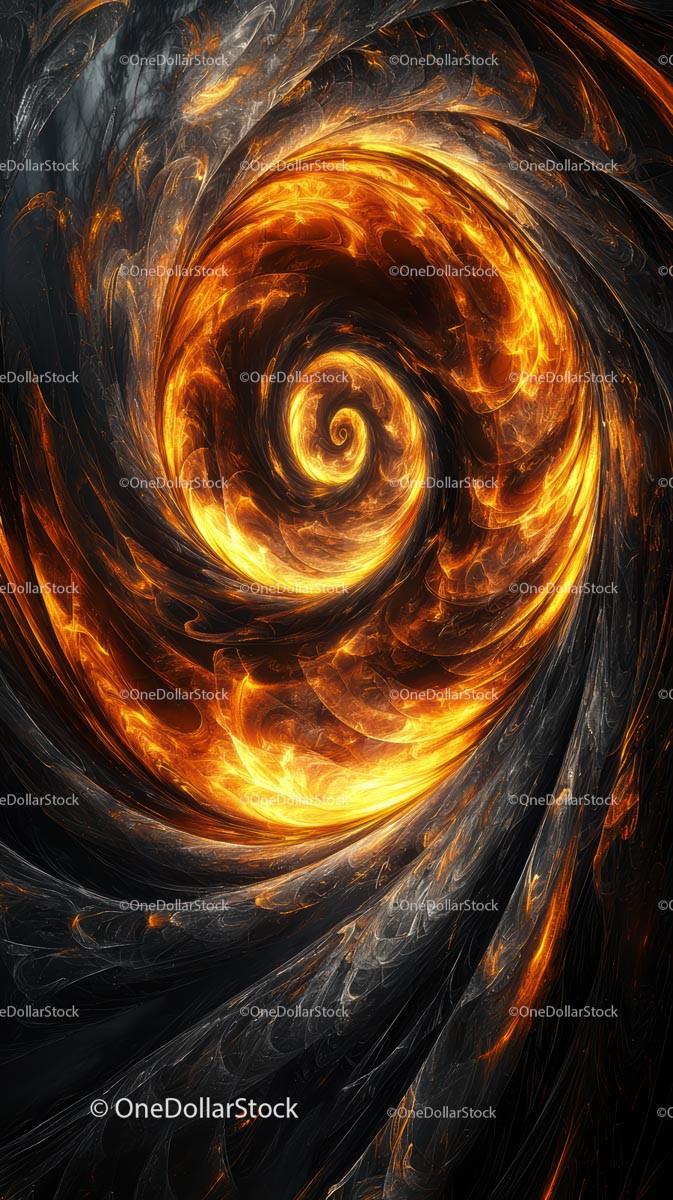 Fiery Spiral of Cosmic Energy Abstract Digital Art