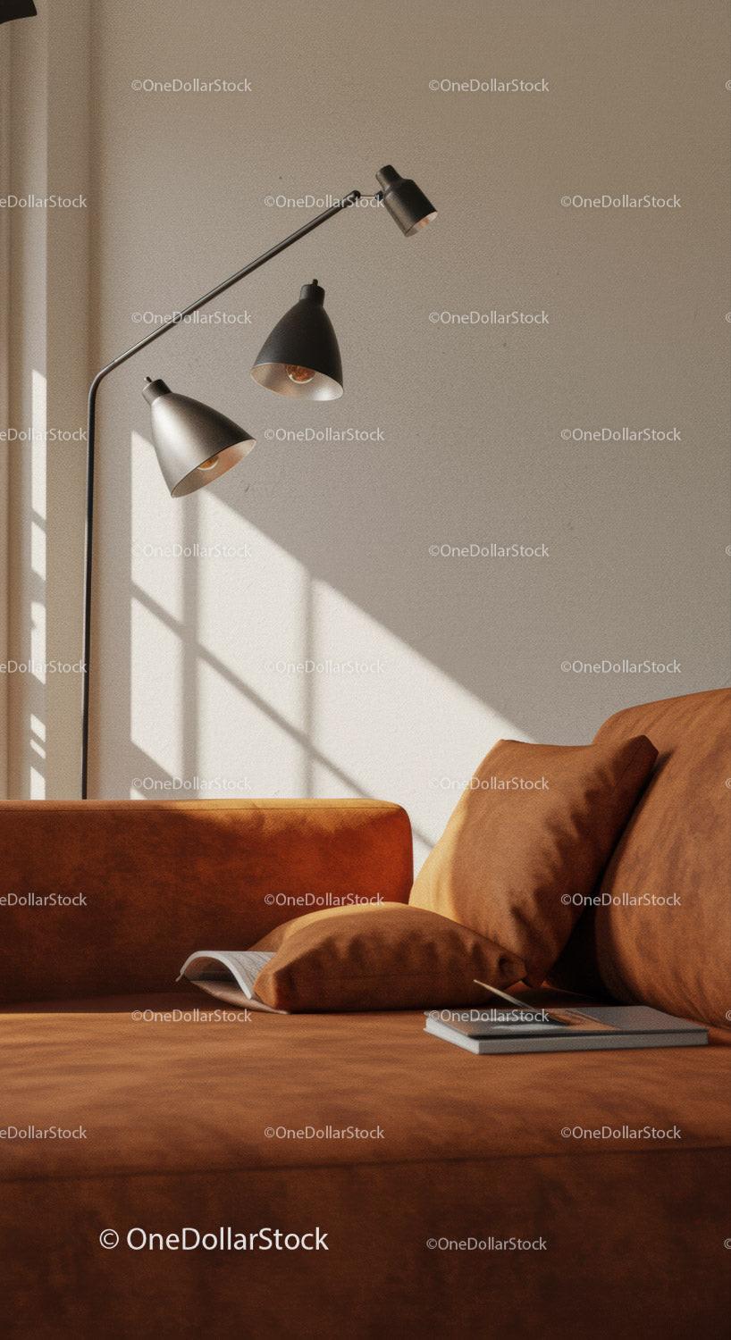 Modern Adjustable Black Floor Lamp in Cozy Living Room