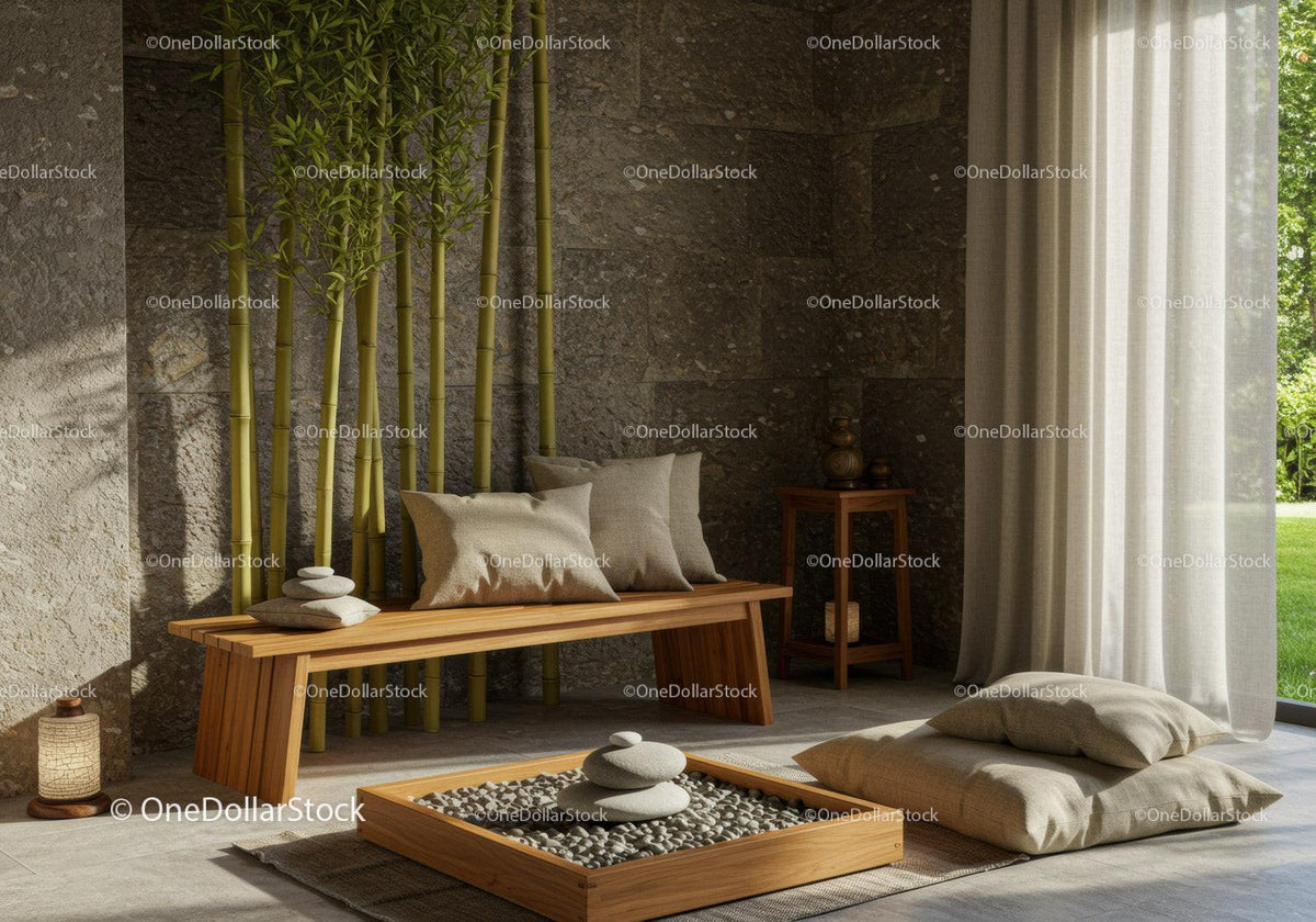 Serene Zen Corner with Bamboo and Natural Decor