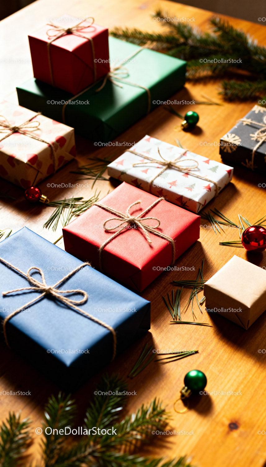 Assorted Gift Boxes Wrapped for Festive Celebrations