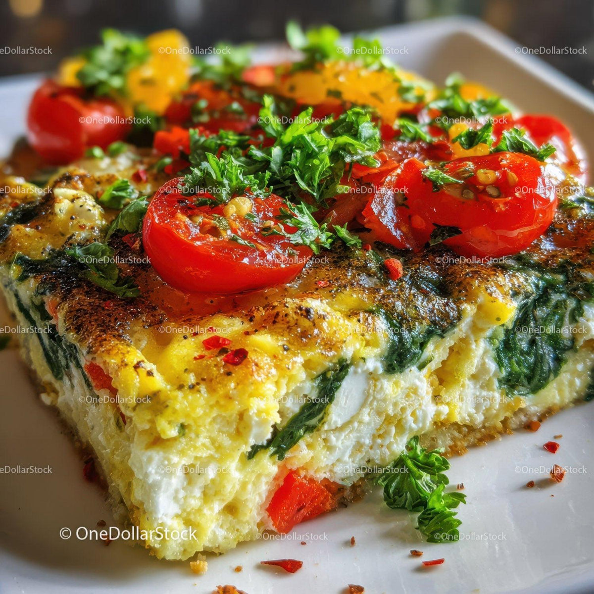 Colorful Vegetable Frittata with Bell Peppers and Herbs Stock Photo Bundle preview 16