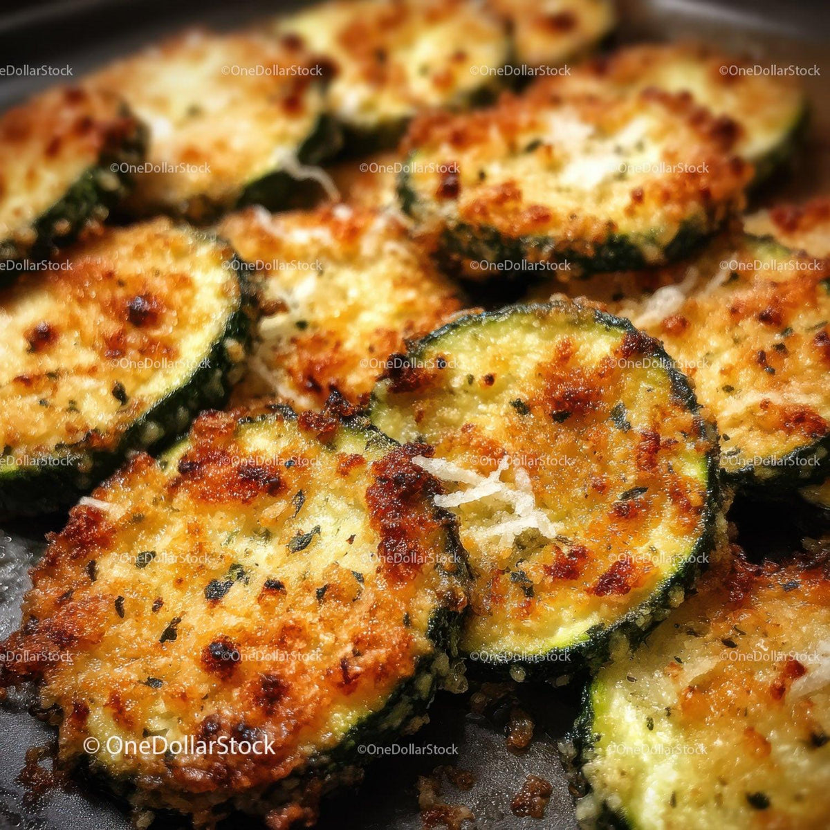 Crispy Baked Zucchini Slices with Cheese and Herbs