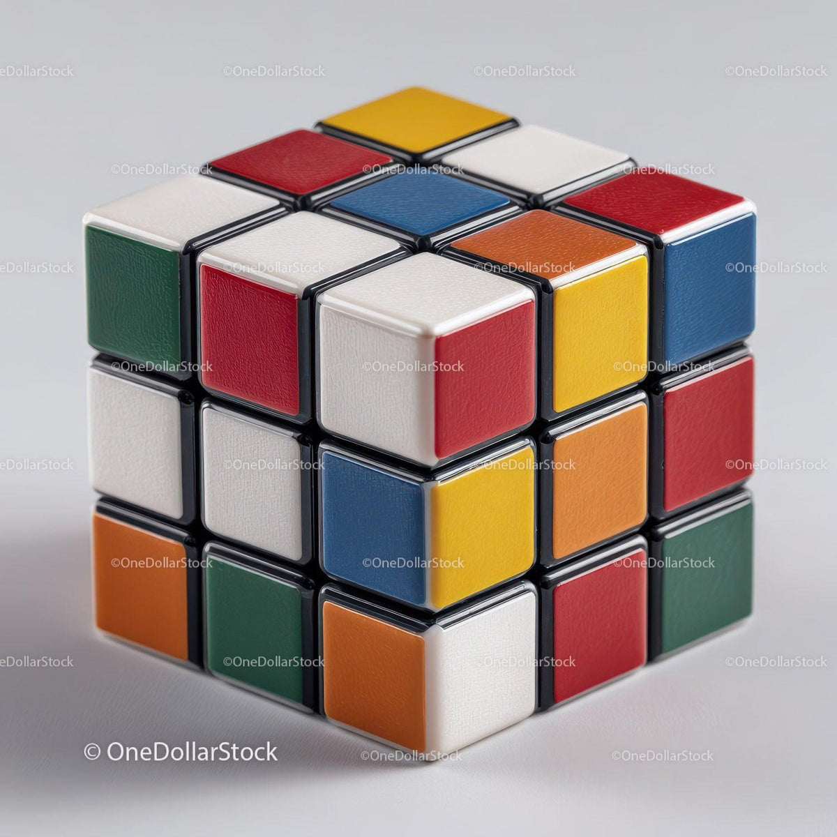 Colorful Rubik's Cube with Vibrant Red, Blue, Green, Yellow, and White Colors Stock Photo Bundle preview 60