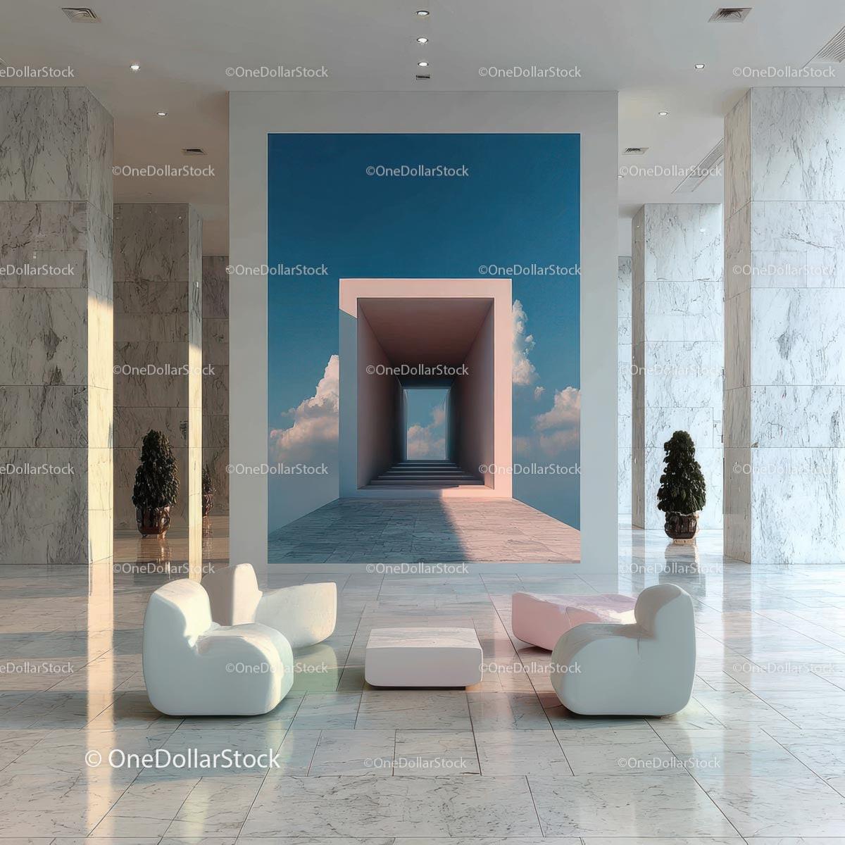 Stylish Modern Interior with Artistic Wall and Elegant Furnishings Stock Photo Bundle preview 5