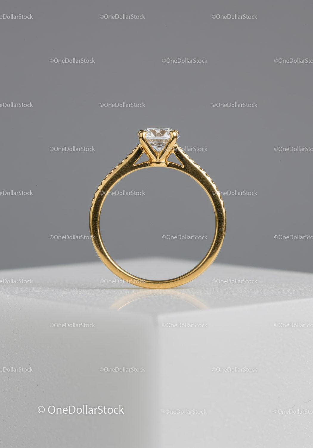 Elegant Gold Engagement Ring with Sparkling Diamond Solitaire