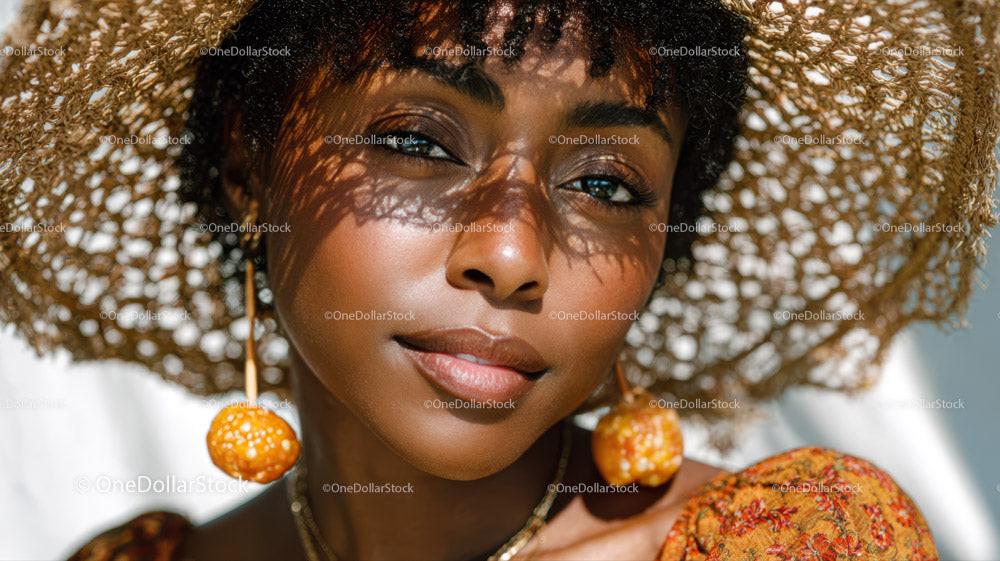 Elegant African Woman with Jewelry in Sunny Outdoor Setting
