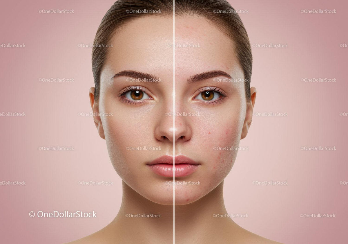 Close-Up of Young Woman with Acne Prone Skin Showing Skin Improvement