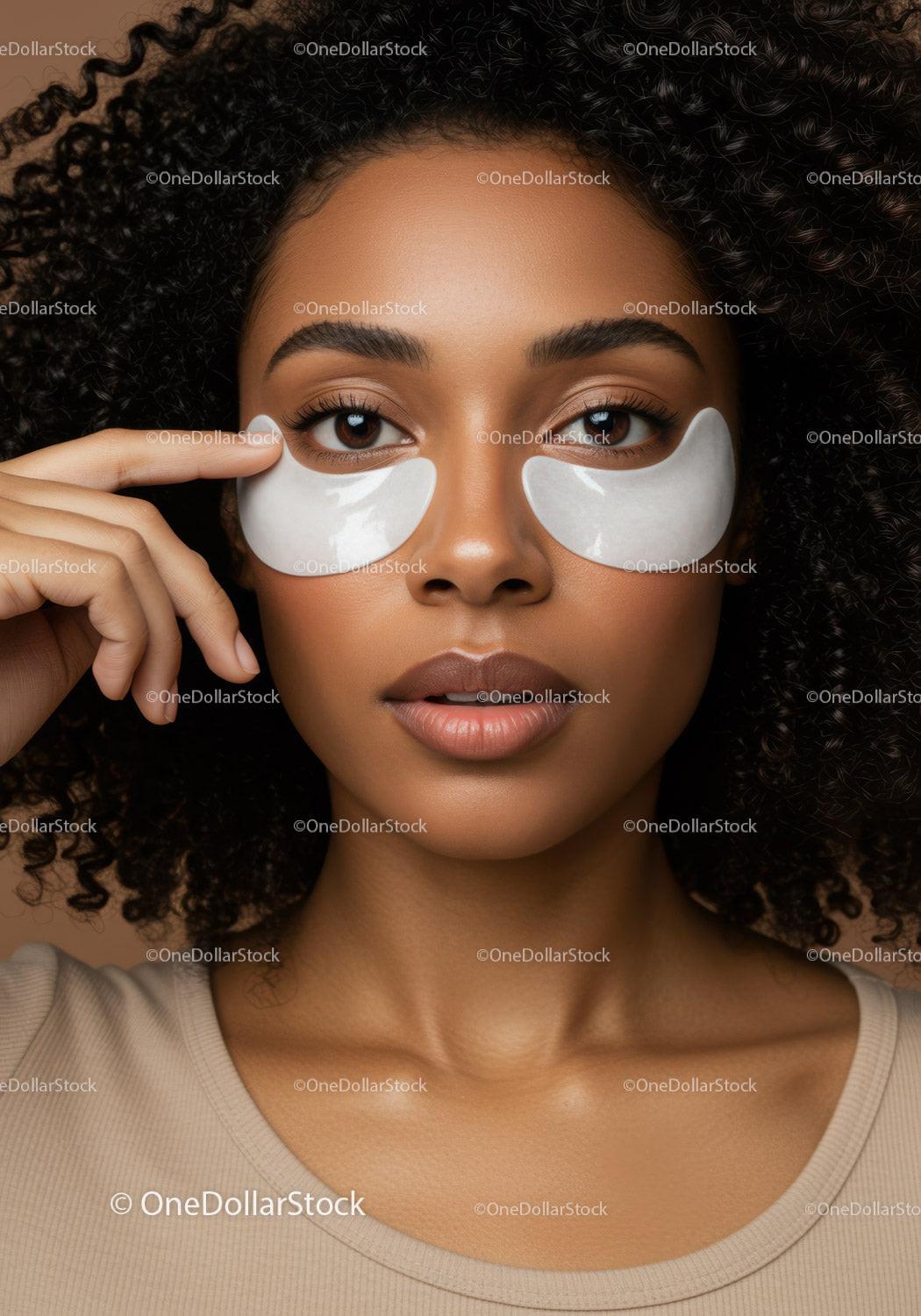 Young Woman Applying Under-Eye Patches for Skin Rejuvenation